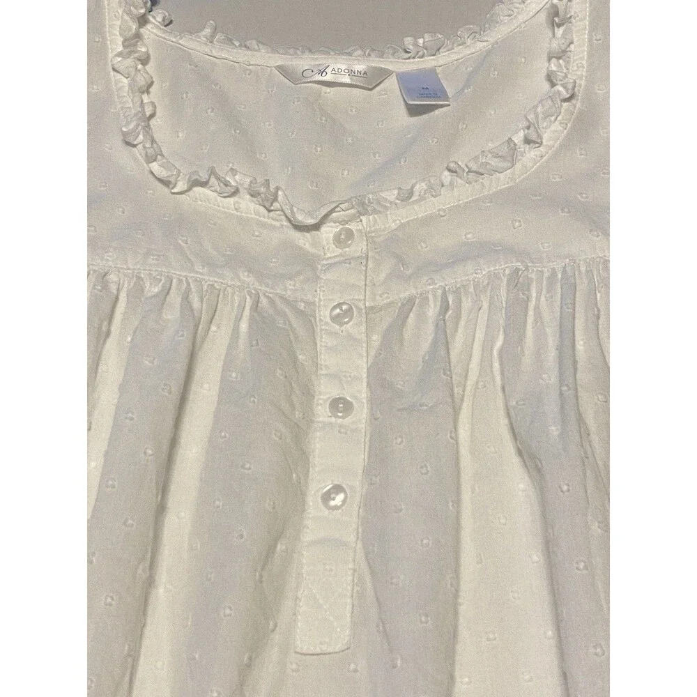 Adonna Sleepwear Nightgown Cotton Swiss Dot Sz M Cottagecore Prairie Romantic - Picture 9 of 15